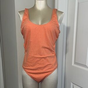 Orange Textured Women's One-Piece backless Swimsuit